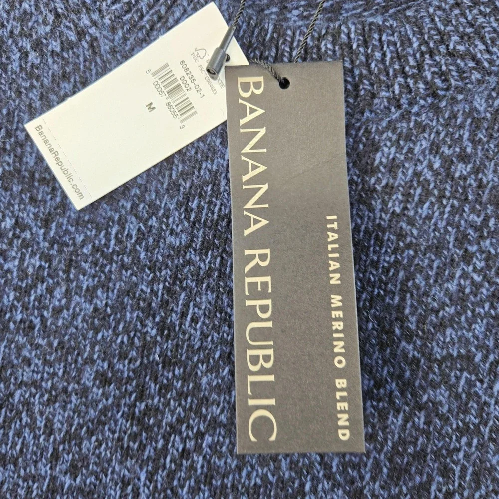 Banana Republic Sweater Mens M Blue‎ Crew Neck Pullover Chunky-Knit Wool Nylon